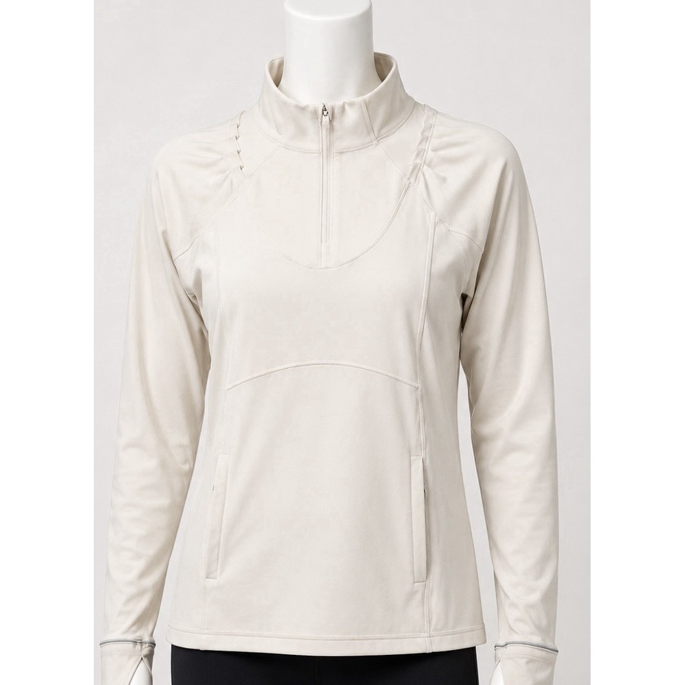 LULULEMON Women's Long Sleeve Pullover Jacket Shirt Size 6 White Classy Sporty